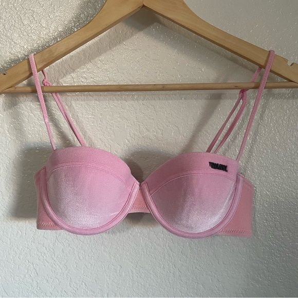 Triangl Pink Velvet Forever Bikini Top Underwire Balconette Size Small 2000s - Picture 1 of 8